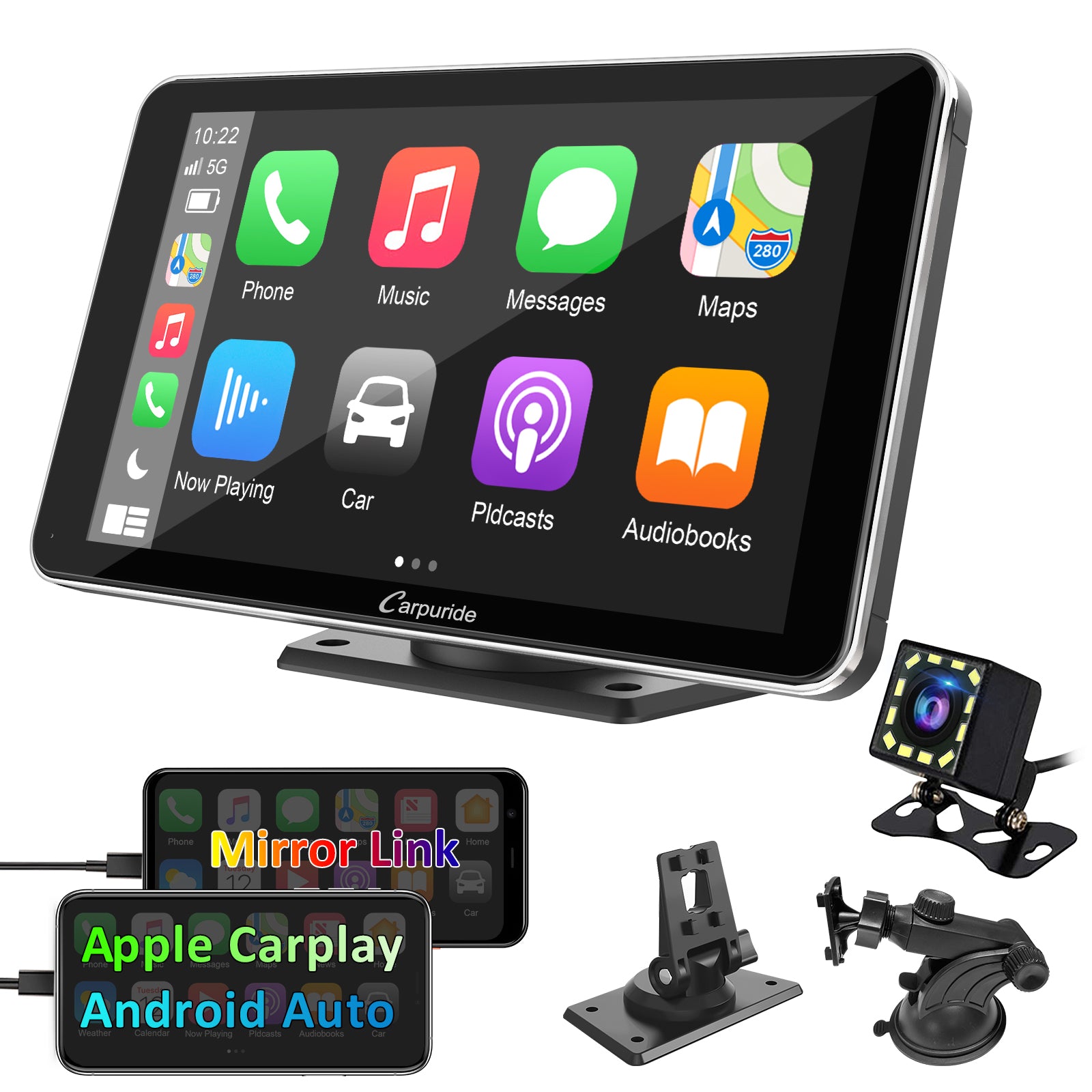 Bluetooth Car Radio Touch Screen & CarPlay with Backup Camera