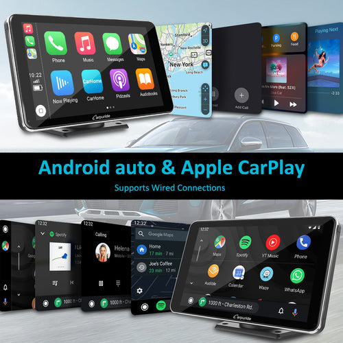 Car Stereo with Carplay/Android Auto, Plug and Play Quick Install, 7 Inch IPS Touch Screen, Multimedia Player with Bluetooth, Mirror Link, Google and Siri Assistant，Backup Camera,Silver Frame