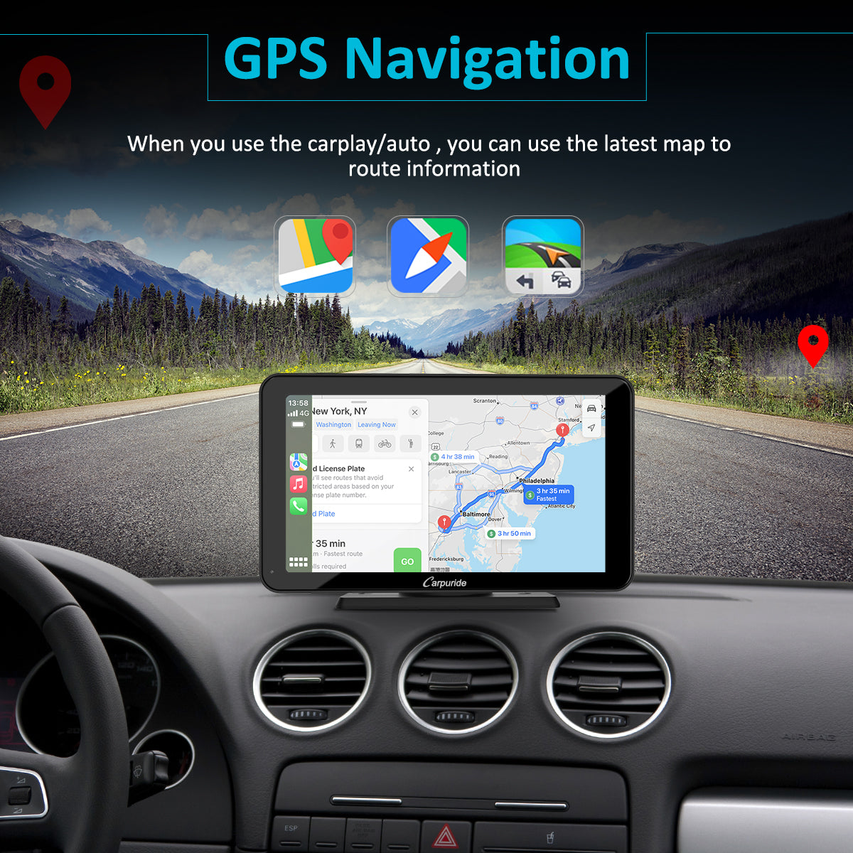 CARPURIDE Car Stereo with Wireless Apple CarPlay&Android Auto,Plug and Play Quick Install, Suitable for All Cars, 7 Inch IPS Touch Screen, Multimedia Player with Bluetooth, Mirror Link, Backup Camera