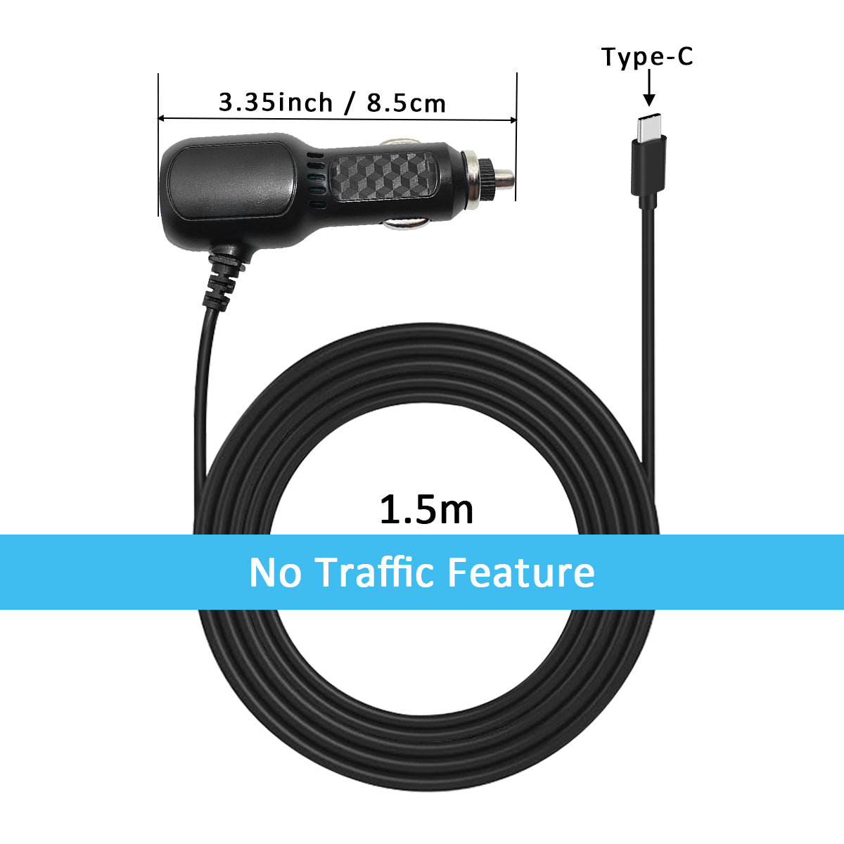 detailed size information of the car charger