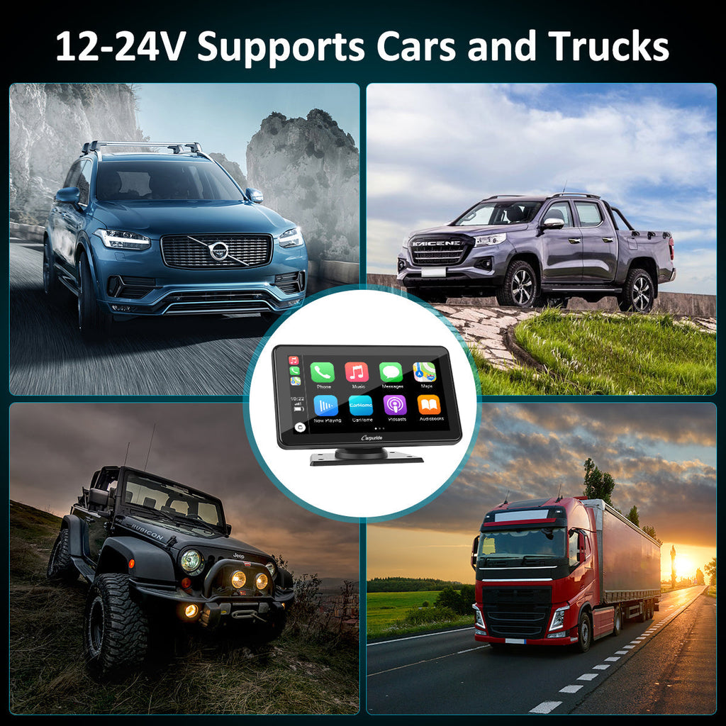 Carpuride Portable Wired CarPlay - Apple CarPlay/Android Auto /7"IPS Touch Screen/ Multimedia Bluetooth Navigation Dashboard Console