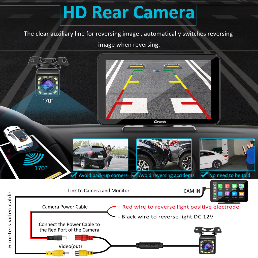 CARPURIDE Car Stereo with Wireless Apple CarPlay&Android Auto,Plug and Play Quick Install, Suitable for All Cars, 7 Inch IPS Touch Screen, Multimedia Player with Bluetooth, Mirror Link, Backup Camera