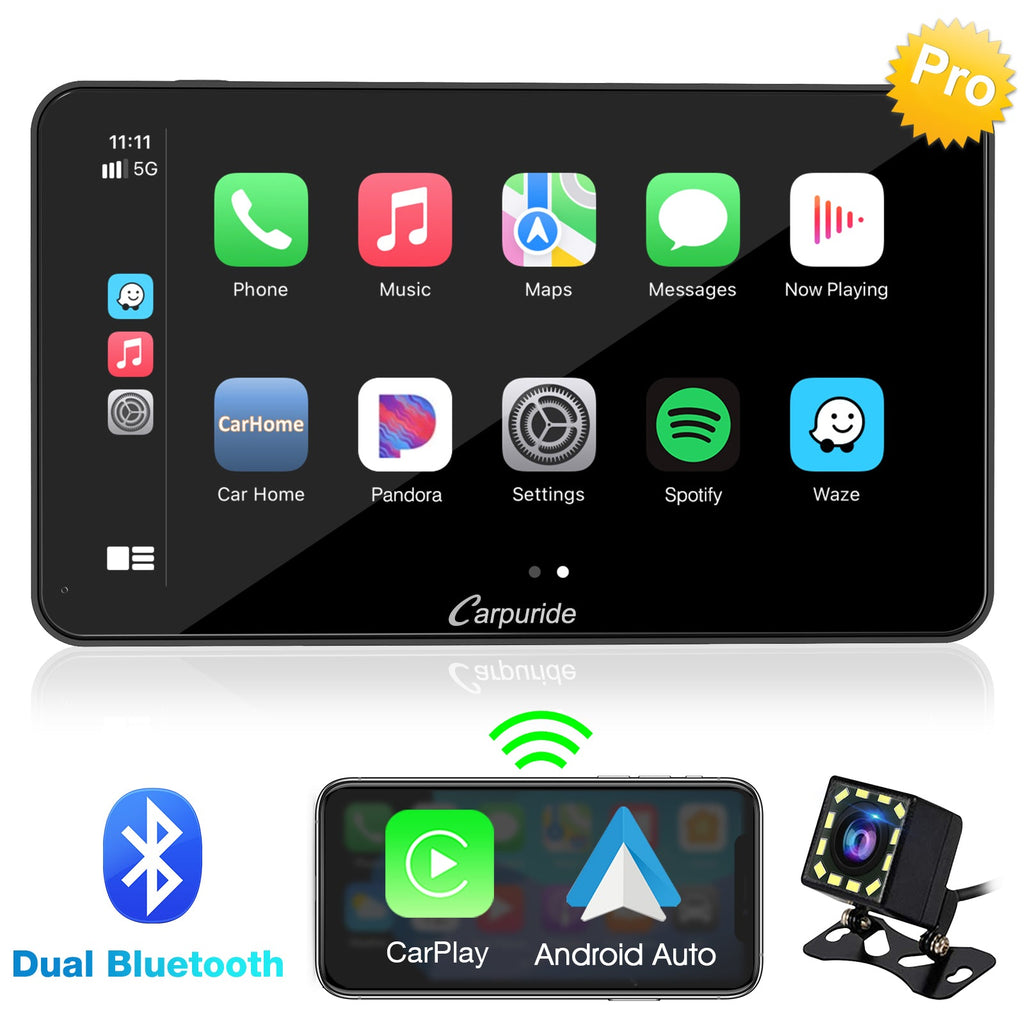 701 Pro radio system for car with dashcam, dual bluetooth support carplay & android auto