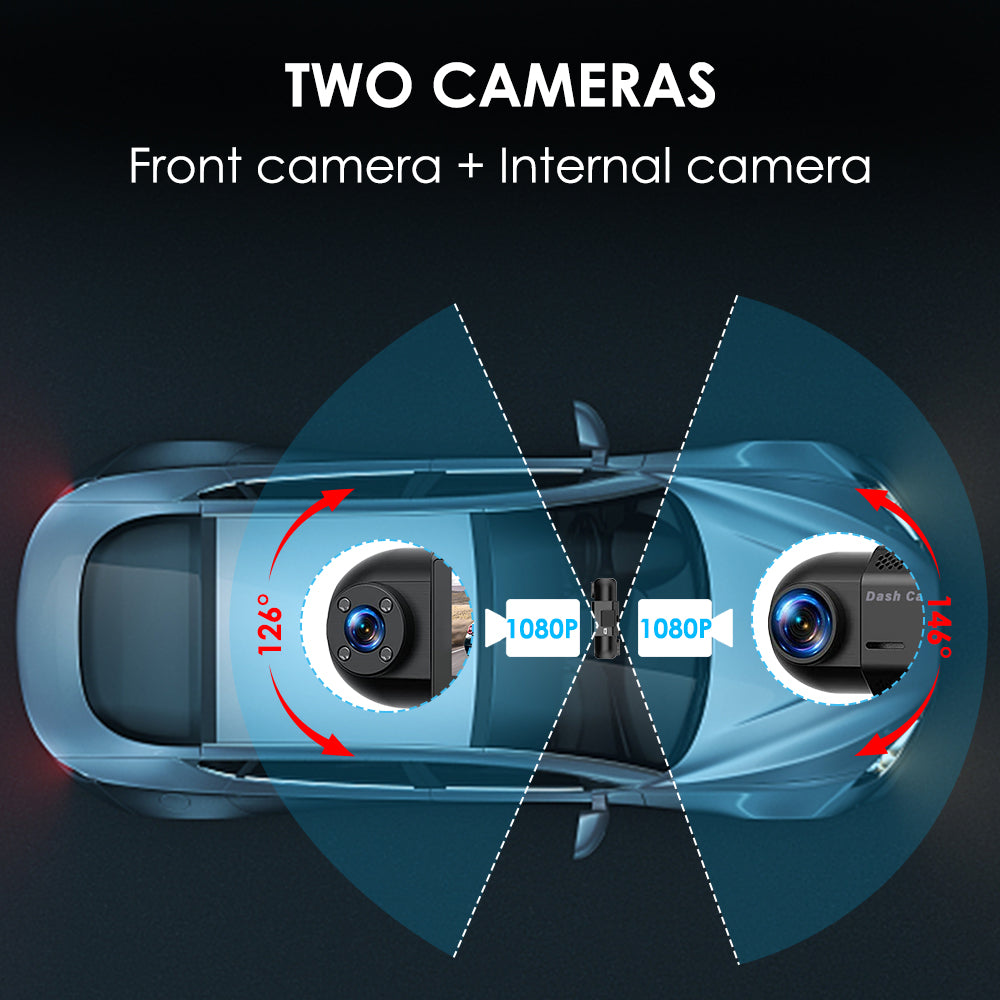 CARPURIDE M8, 1.5 Inch Led Screen, FHD 1080P Dual Lens Dash Camera