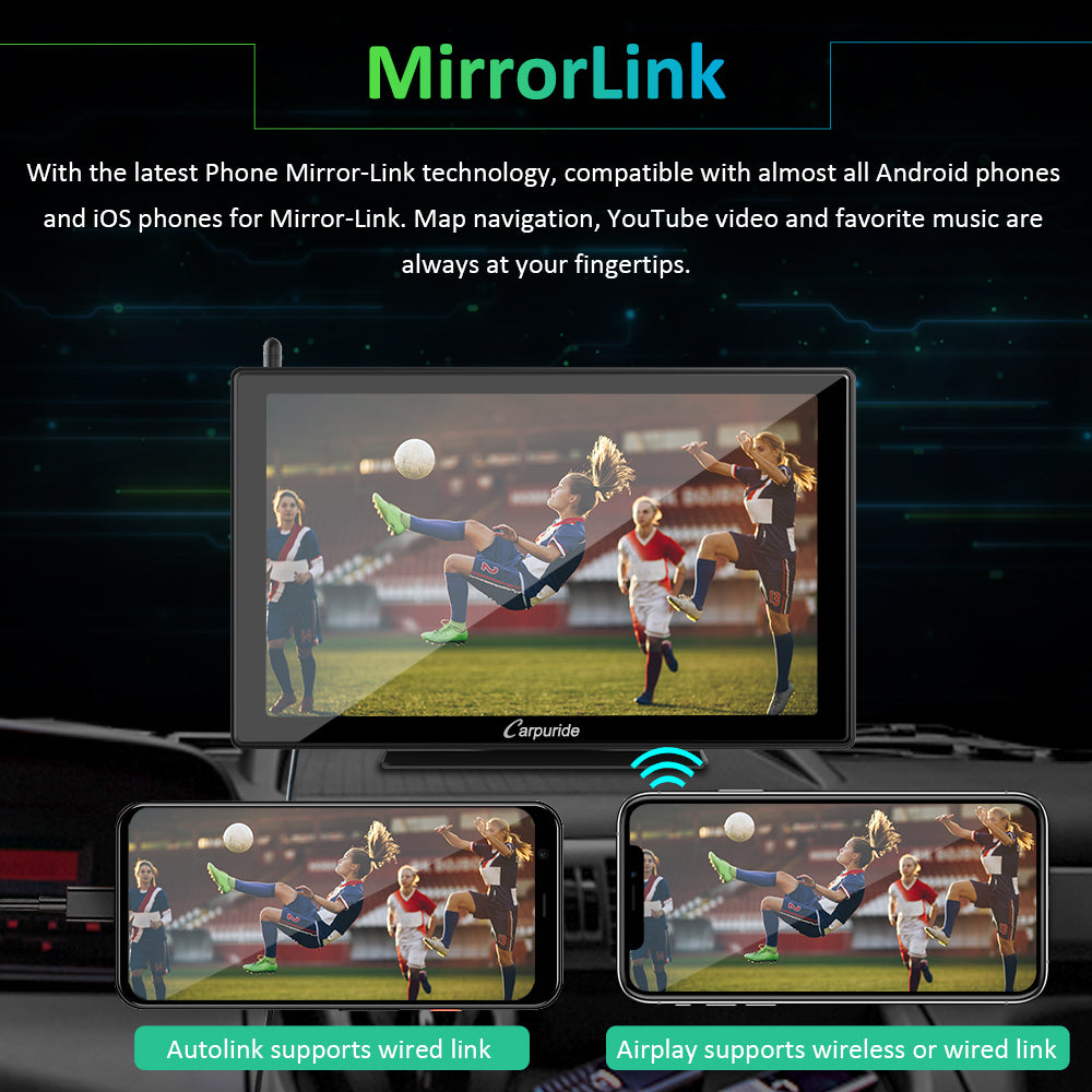 auto gps stereo with mirror-link, compatible with almost all android phones & ios phones