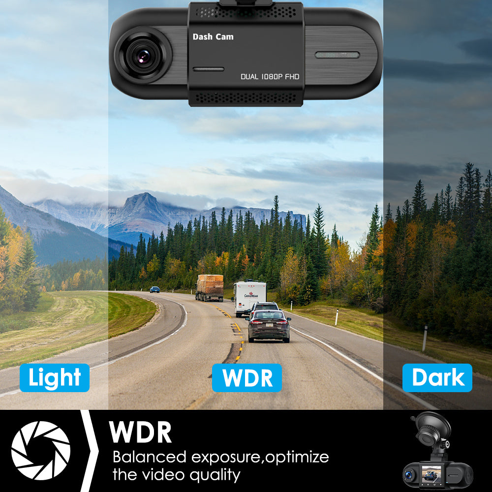 CARPURIDE M8, 1.5 Inch Led Screen, FHD 1080P Dual Lens Dash Camera
