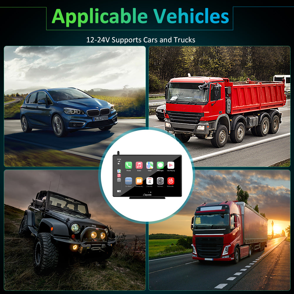 navigation system in car with 12-24V power supply suitable for cars, trucks, etc.
