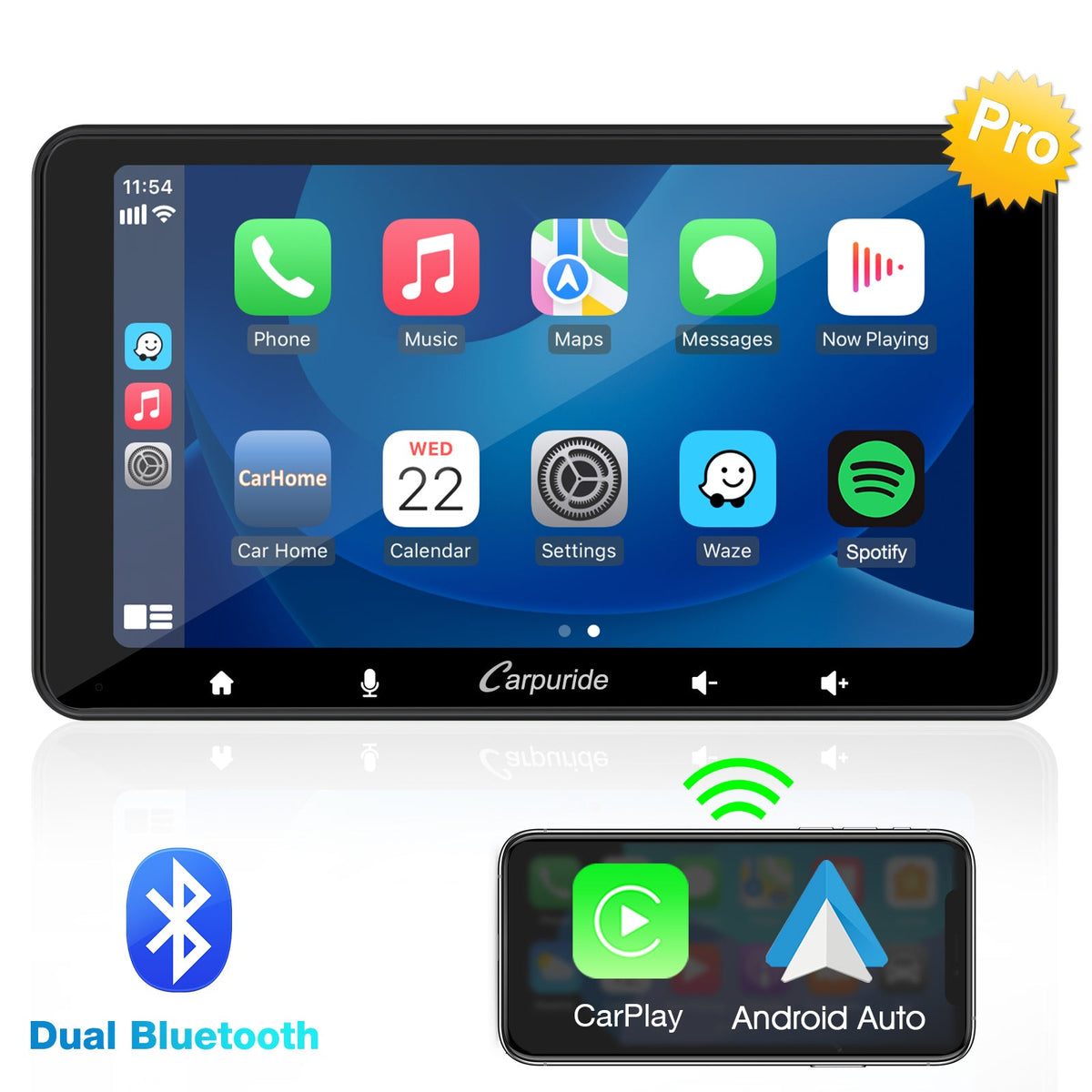 708 Pro best car audio system with dual bluetooth support carplay & android auto