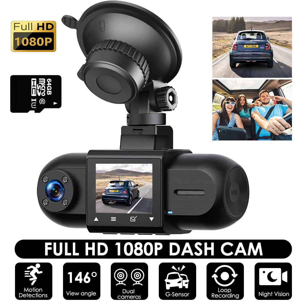 CARPURIDE M8, 1.5 Inch Led Screen, FHD 1080P Dual Lens Dash Camera