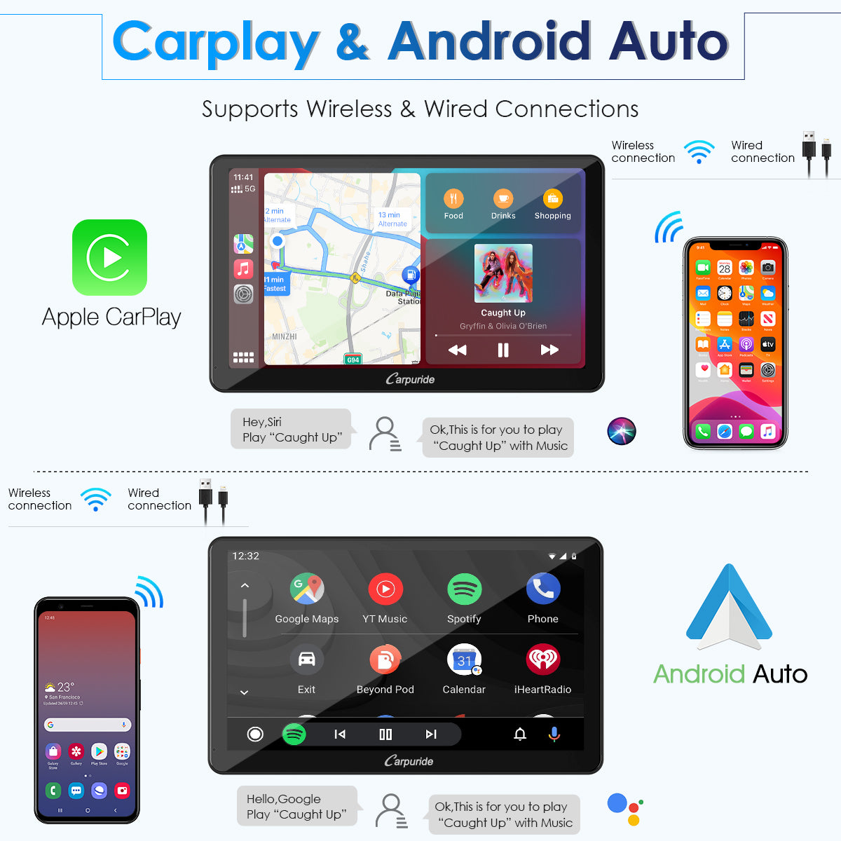CARPURIDE W101 Portable Smart Multimedia Dashboard Console with Steering Wheel Control Suitable for Larger Vehicles