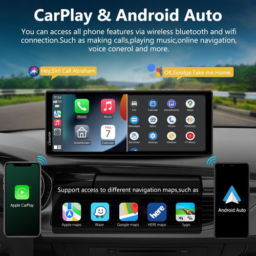cheap carplay units support carplay & android auto, get all phone features via bluetooth and wifi