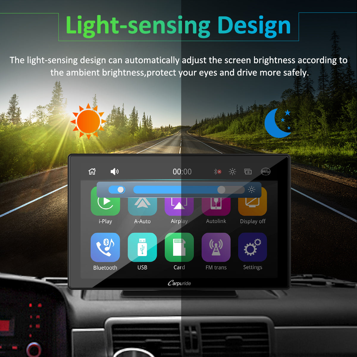 car stereo with gps use light-sensing design automatically adjust screen brightness