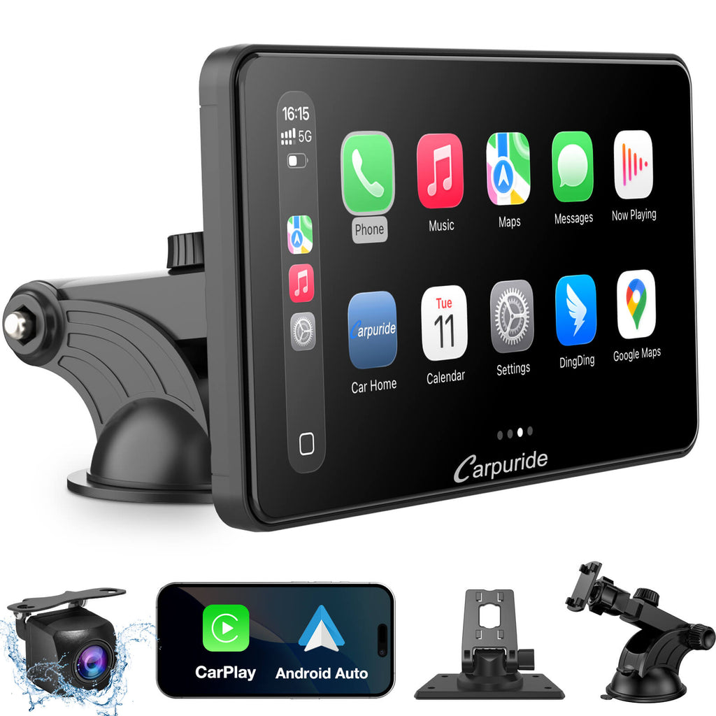 CARPURIDE W701 Car Stereo with Wireless Apple CarPlay&Android Auto, 7" IPS Touch Screen, Multimedia Bluetooth Navigation Dashboard Console with Mirror Link, Google, and Siri Assistant