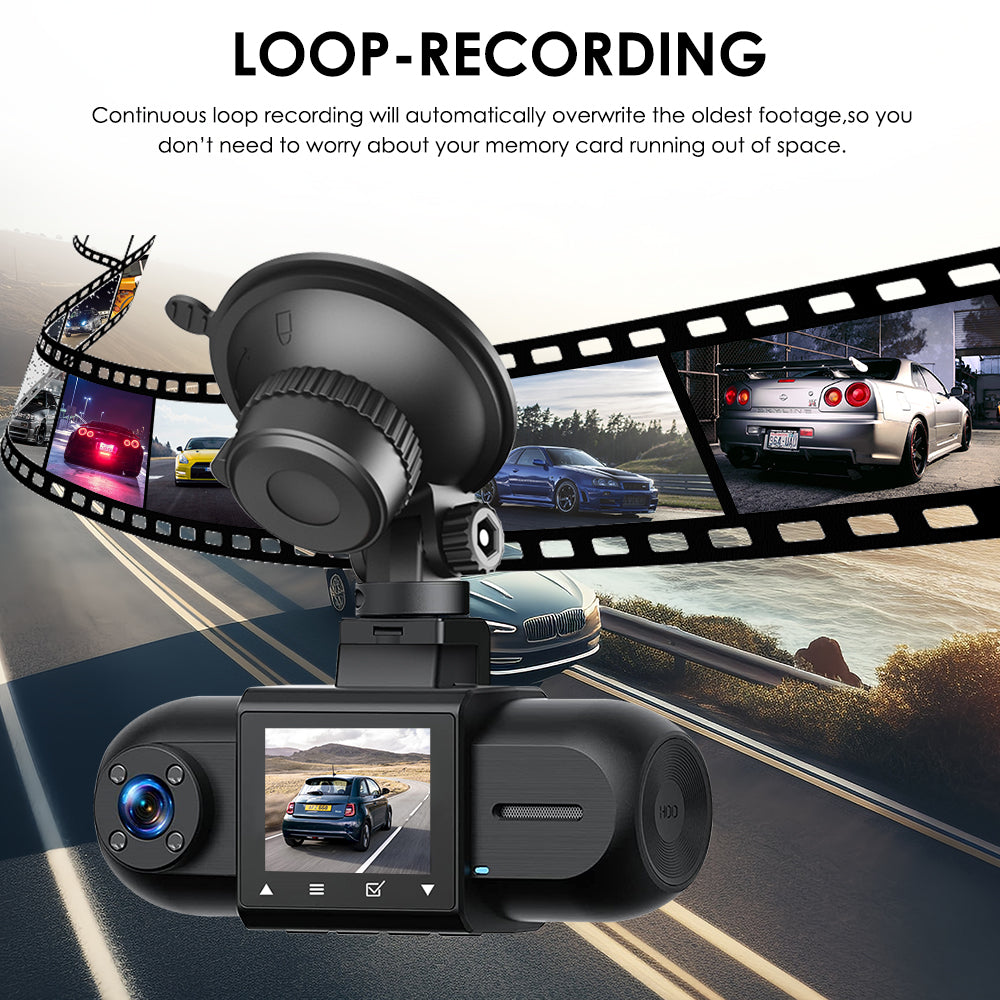 CARPURIDE M8, 1.5 Inch Led Screen, FHD 1080P Dual Lens Dash Camera