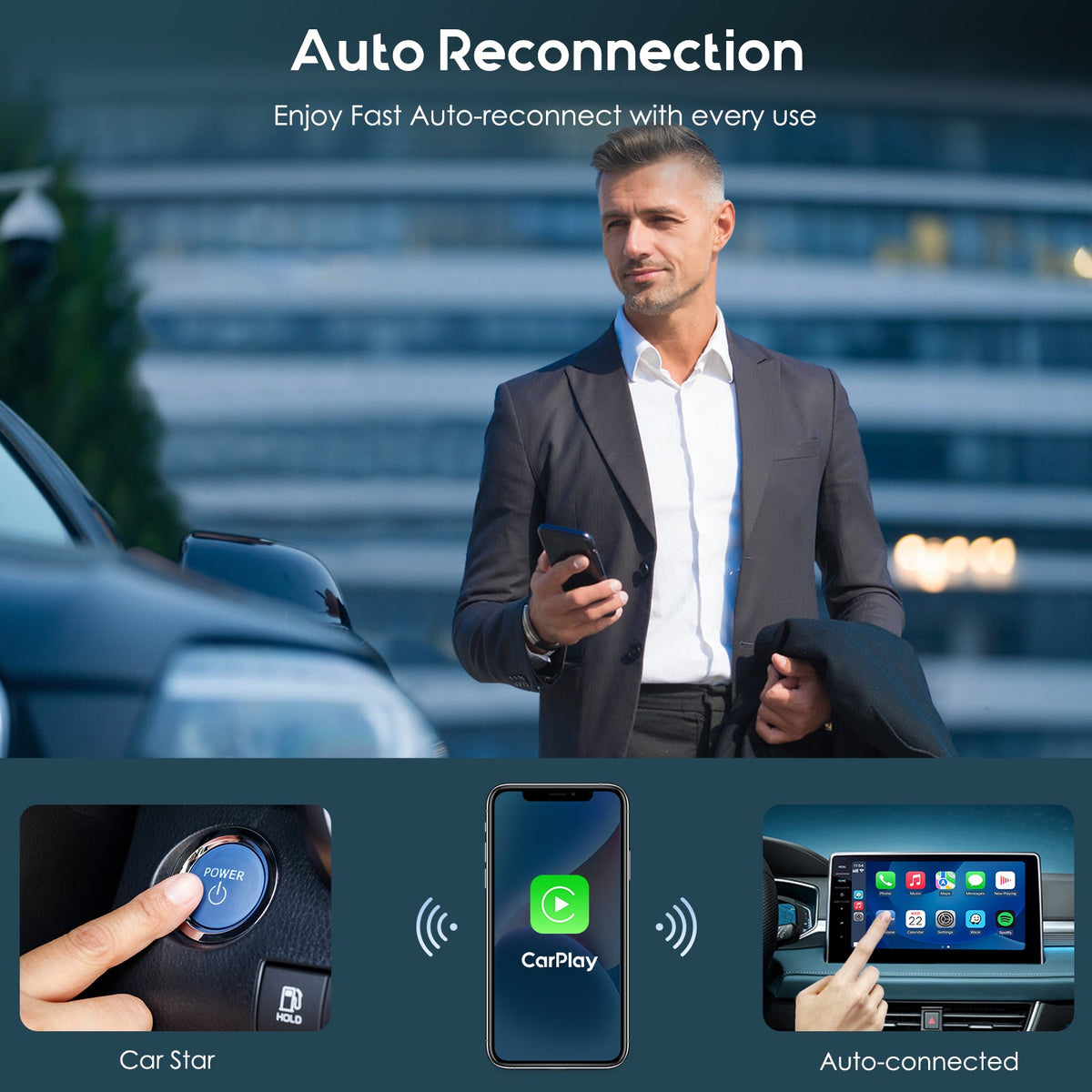 CARPURIDE H02  2-in-1 Magic Box adapter  - Wireless CarPlay or Android Auto Adapter