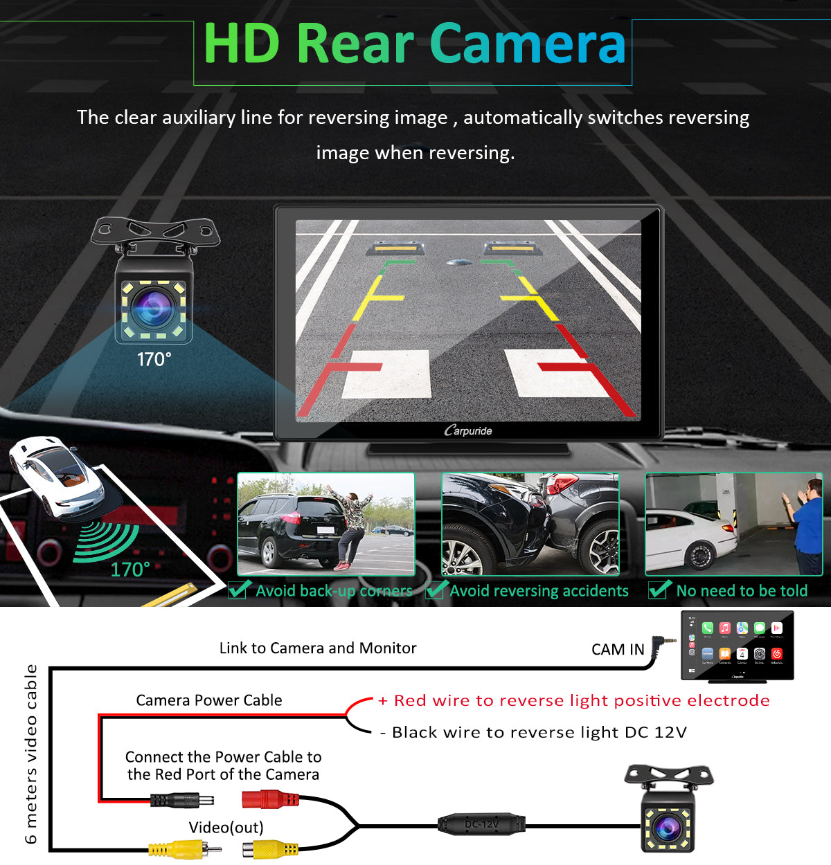 in dash car stereo with HD rear camera use auxiliary line to help safer reversing
