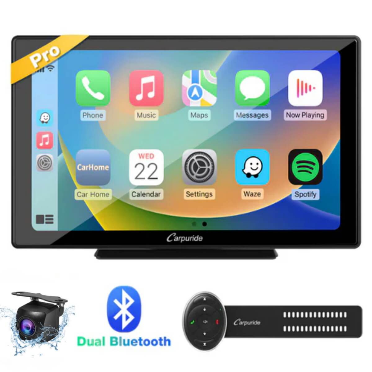 CARPURIDE W901 Pro Portable Smart Multimedia Dual Bluetooth Dashboard Console