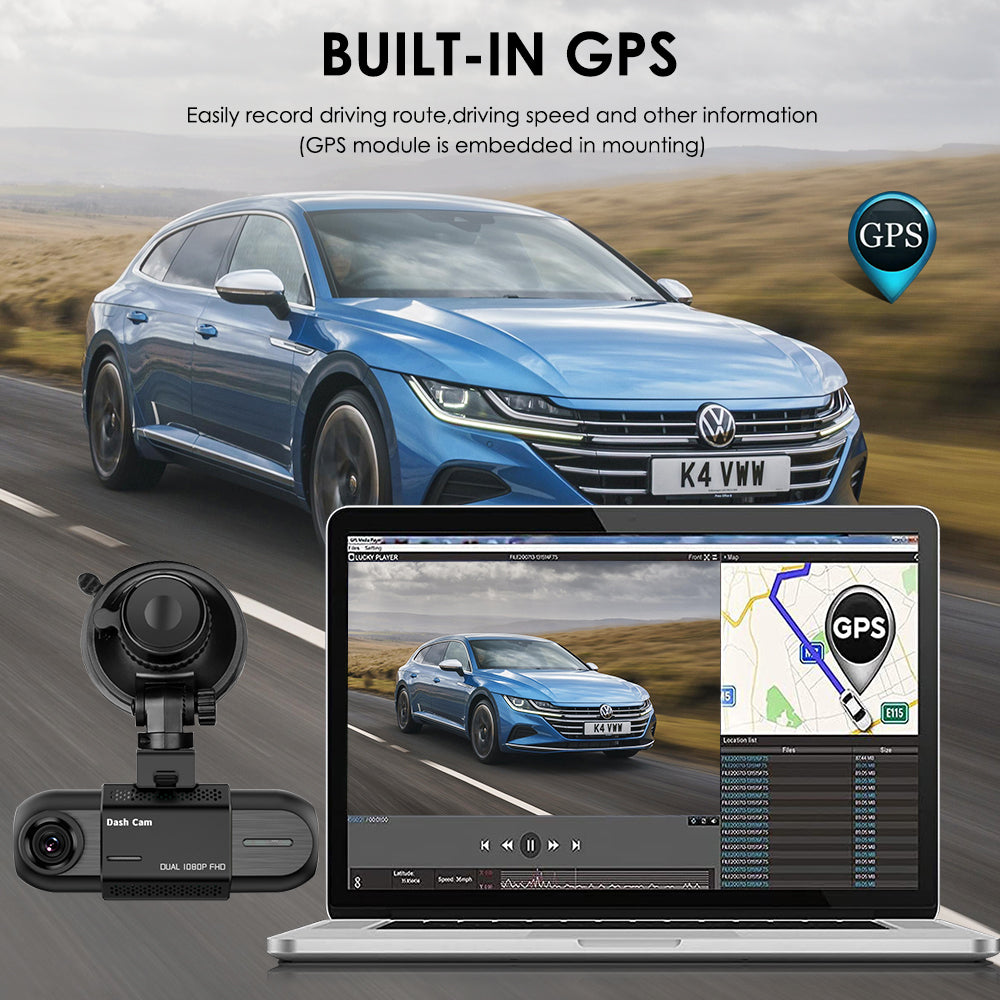 CARPURIDE M8, 1.5 Inch Led Screen, FHD 1080P Dual Lens Dash Camera