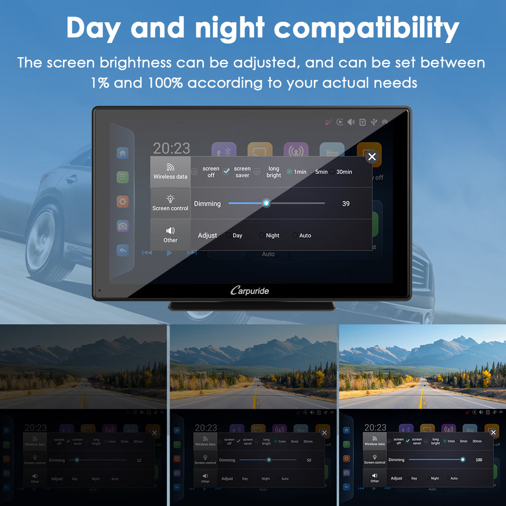 car screen radio day and night compatible with adjustment to the screen brightness