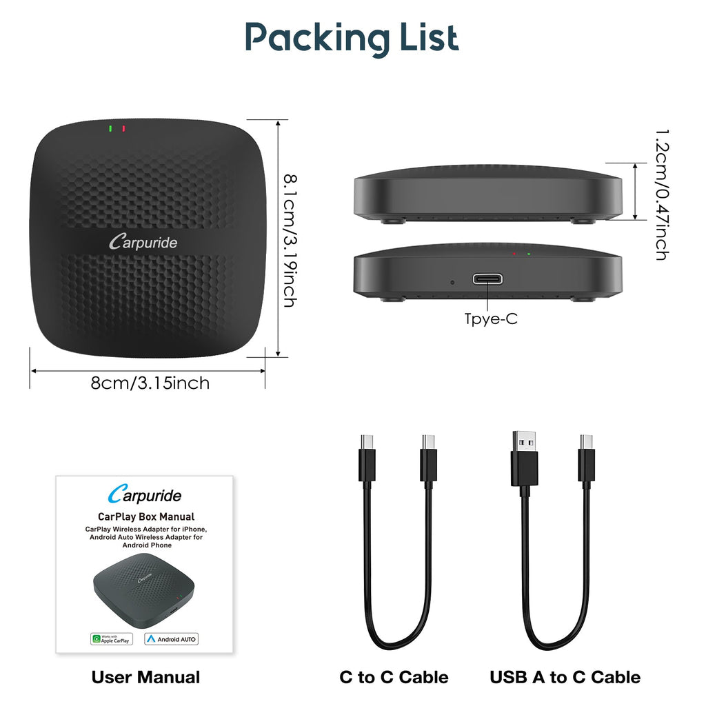 CARPURIDE H02  2-in-1 Magic Box adapter  - Wireless CarPlay or Android Auto Adapter