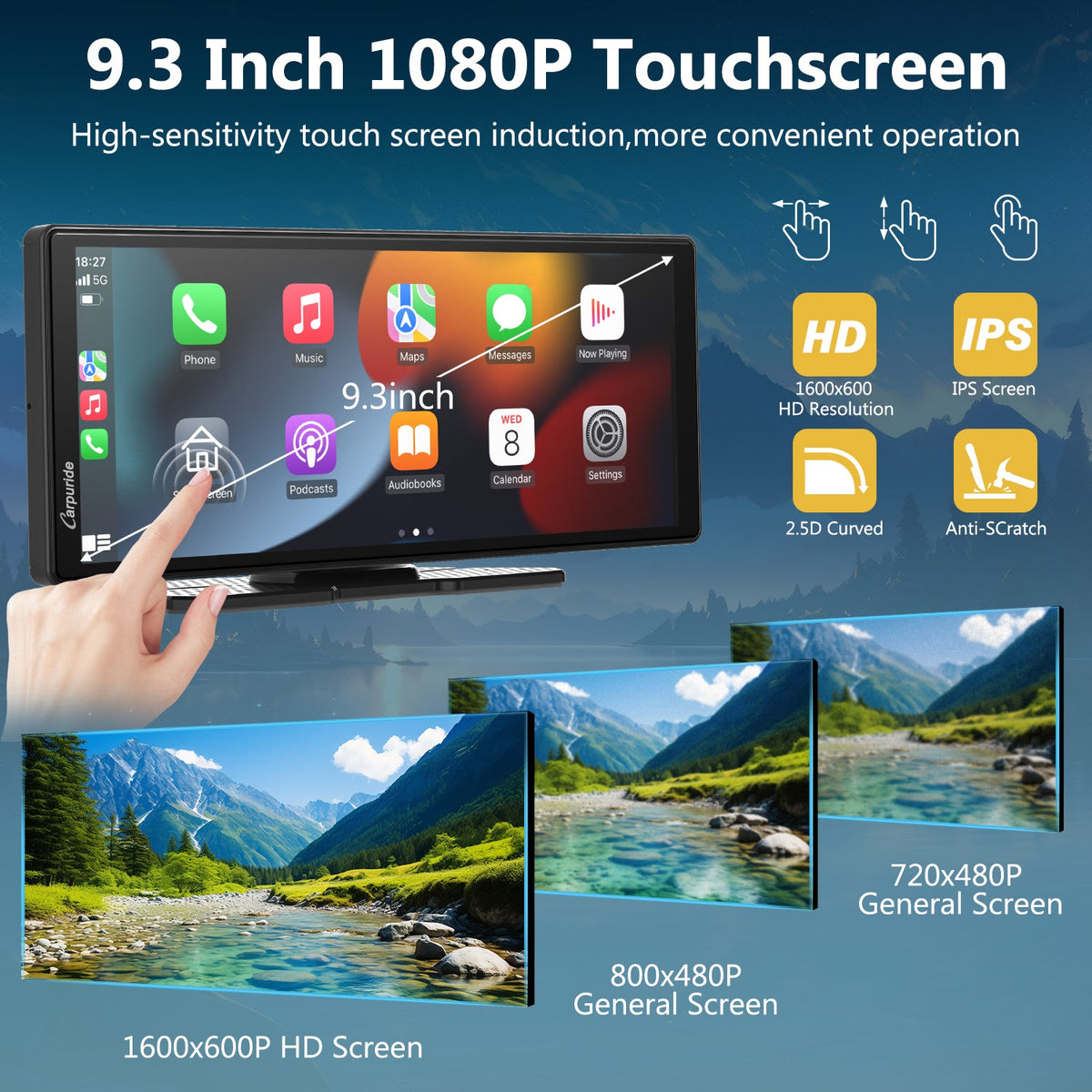 car gps navigation system with 9.3 inch 1080p touchscreen allow more convenient operation
