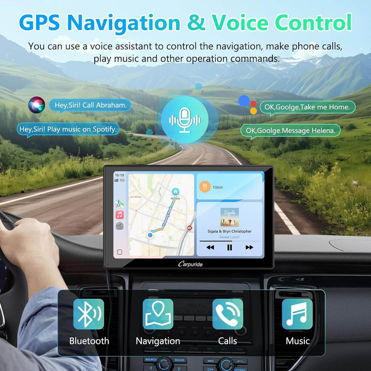 CARPURIDE V9 Portable Smart Multimedia Dashboard Console