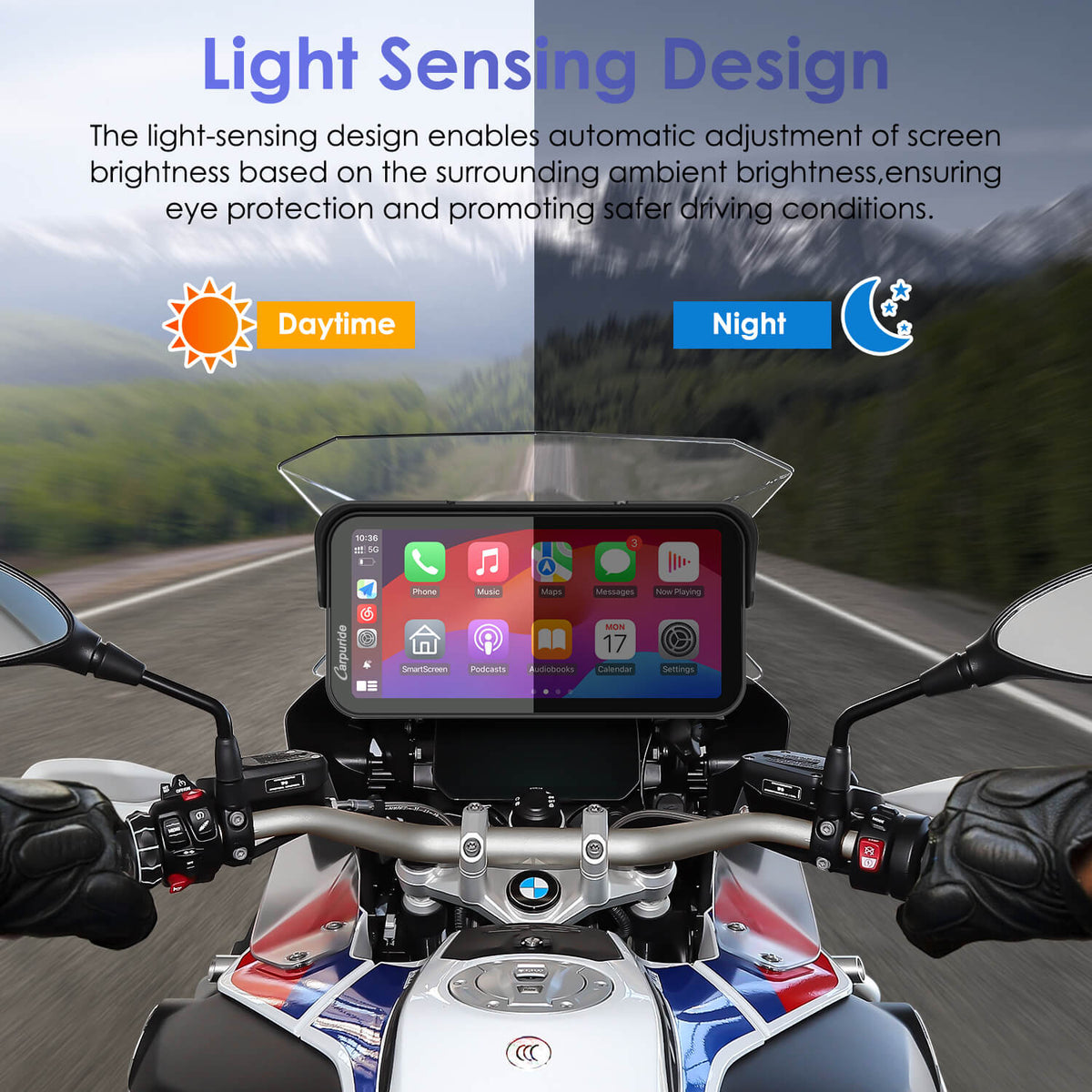 Carpuride W603B Wireless Portable Motorcycle Stereo Compatible Navigation Bracket