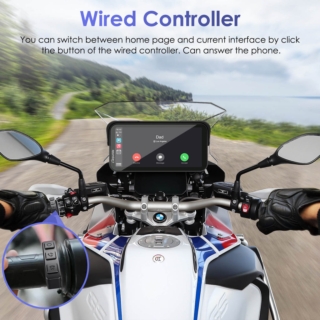Carpuride W603B Wireless Portable Motorcycle Stereo Compatible Navigation Bracket