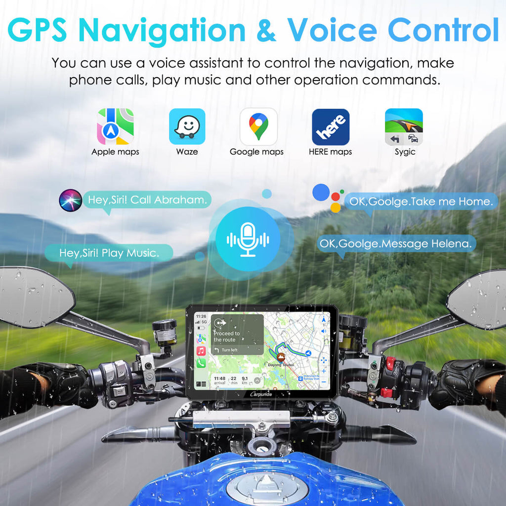 Carpuride-W712D with motorbike gps navigation and voice control