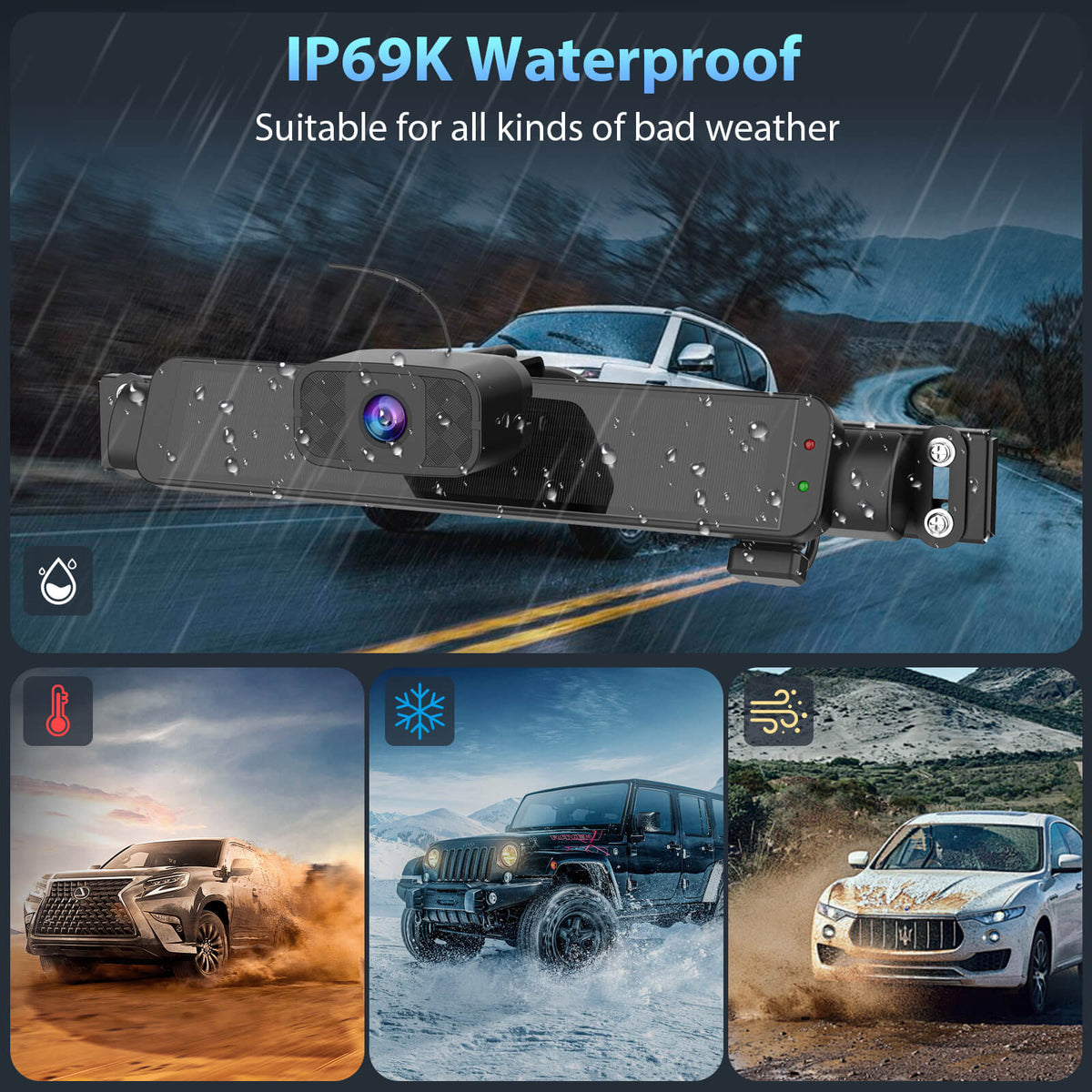 Carpuride WF02 Solar-Powered Wireless Backup Camera- Easy Install | HD Night Vision | Universal Fit