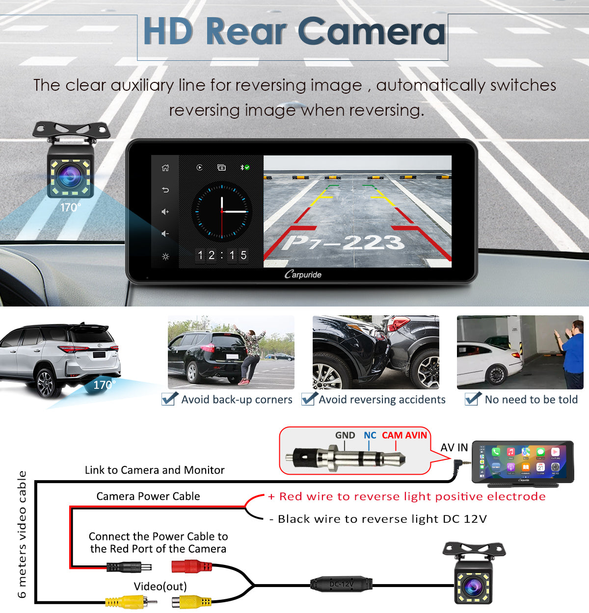 good car gps systems with HD rear camera use auxiliary line to help safer reversing

