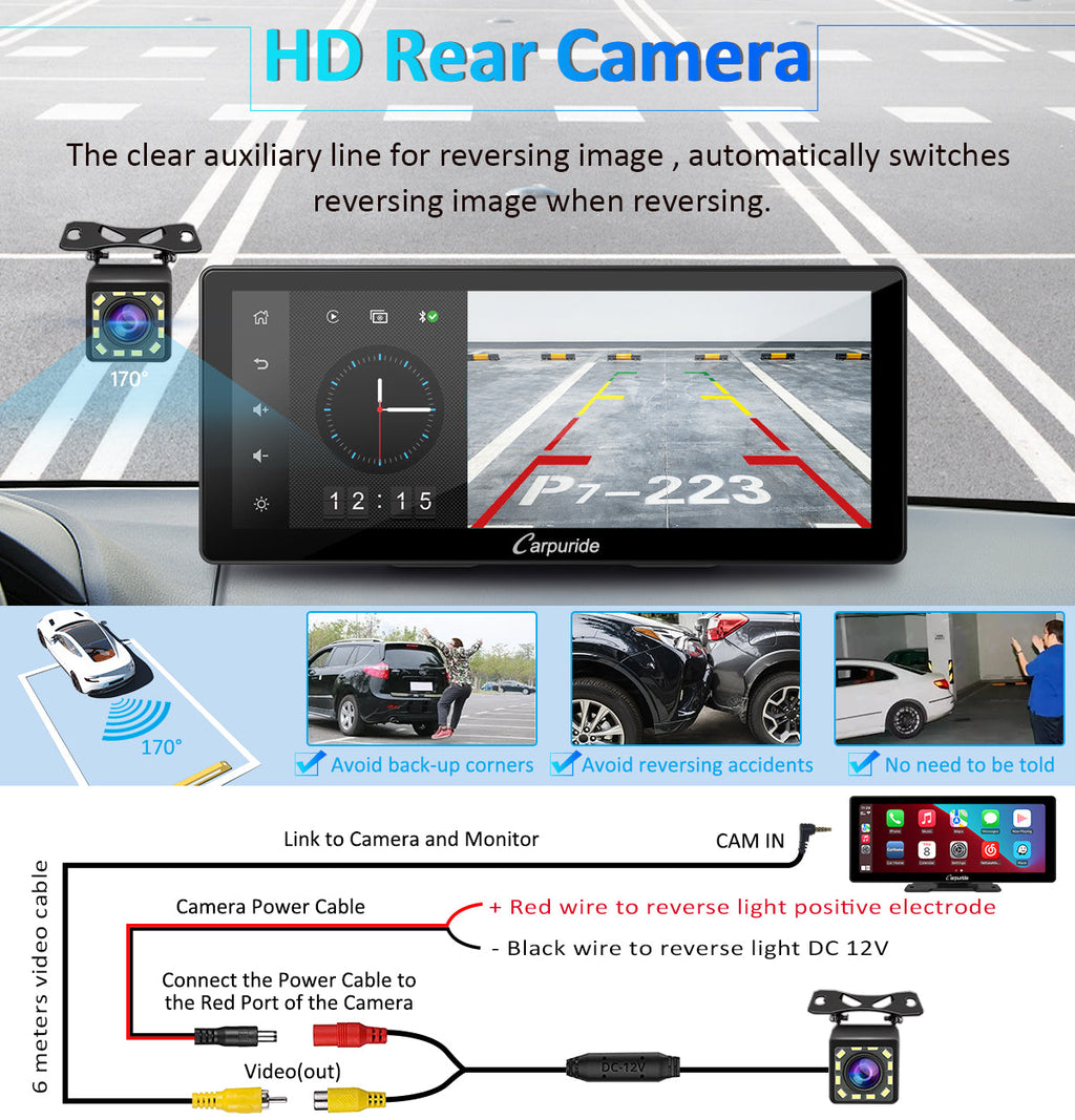 170 degree high definition rear camera help avoid reversing accidents