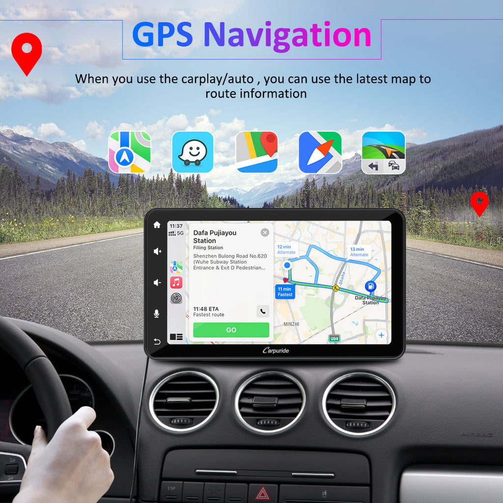 CARPURIDE W707 Wireless Portable Car Stereo  with Steering Wheel Control