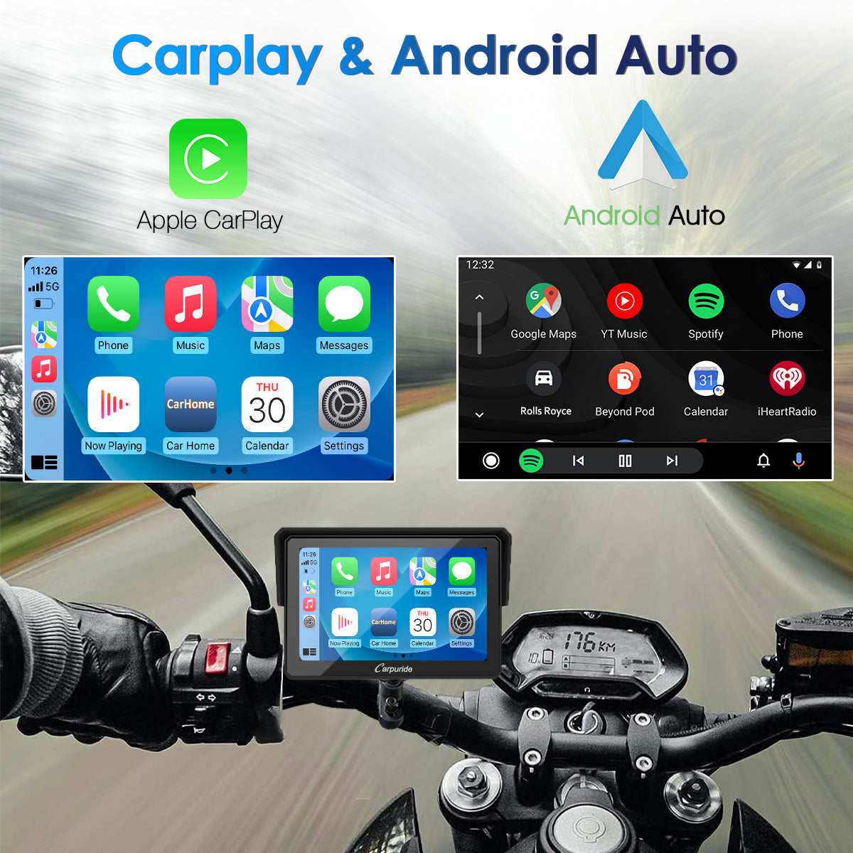 radio controlled motorcycle gaget support apple carplay &  android auto