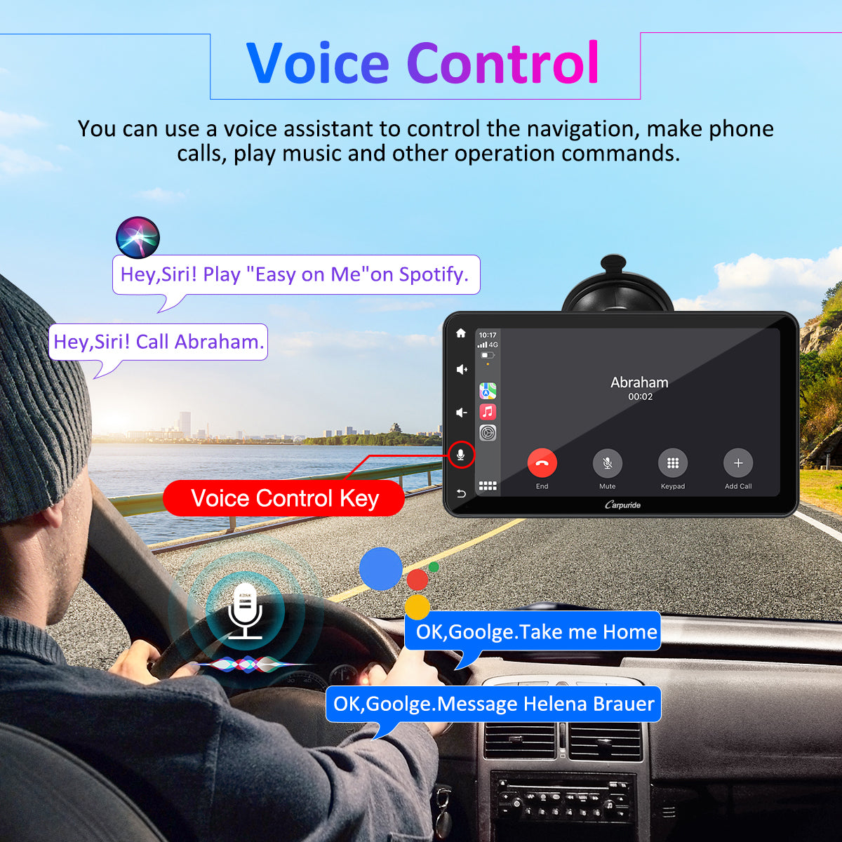 CARPURIDE W707 Wireless Portable Car Stereo  with Steering Wheel Control