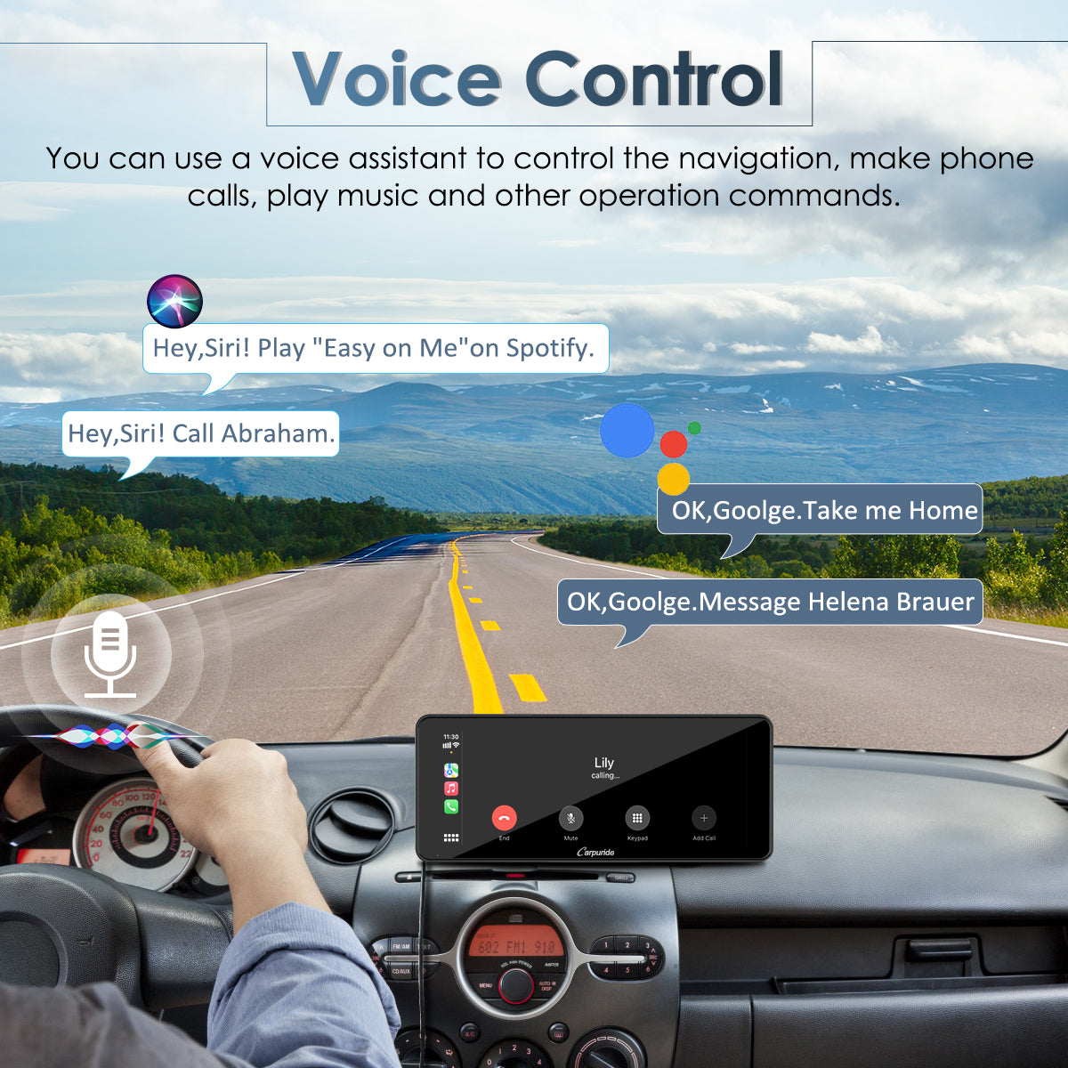 audio system for car use voice assistant to do voice control with your hands on the steer