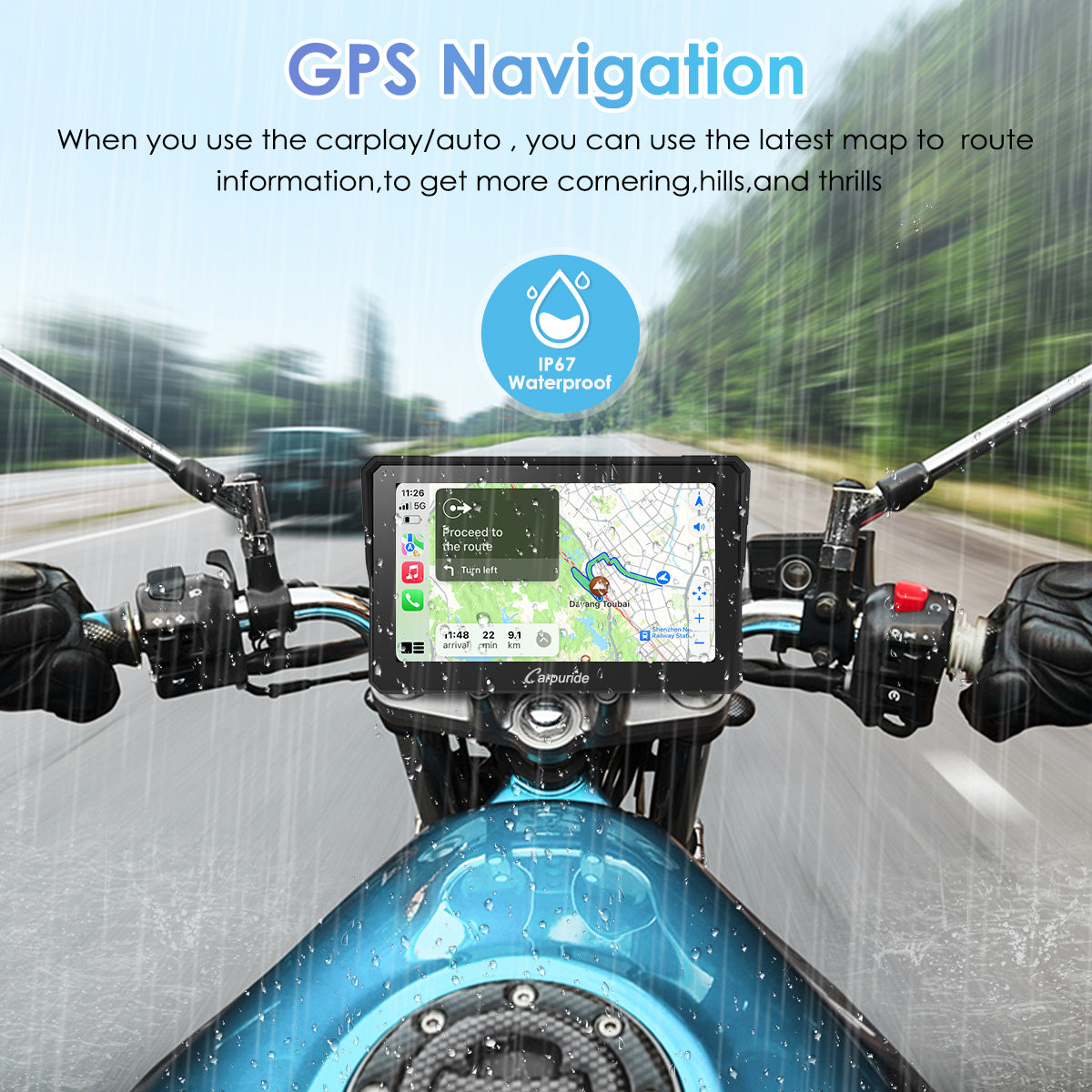 GPS navigation for motorcycle helps you get latest route info, turn signals，traffic conditions