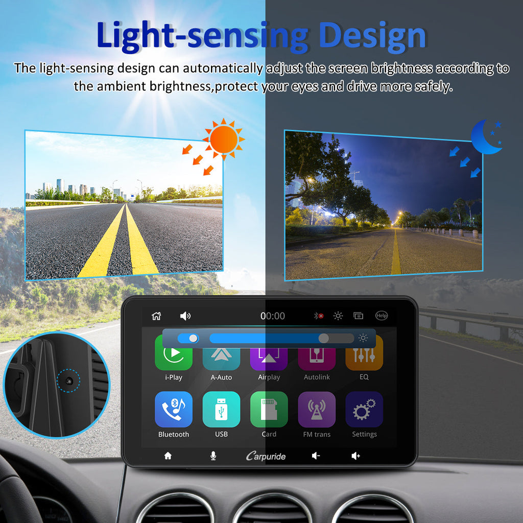 CARPURIDE W708 Wireless Portable Car Stereo with Steering Wheel Control