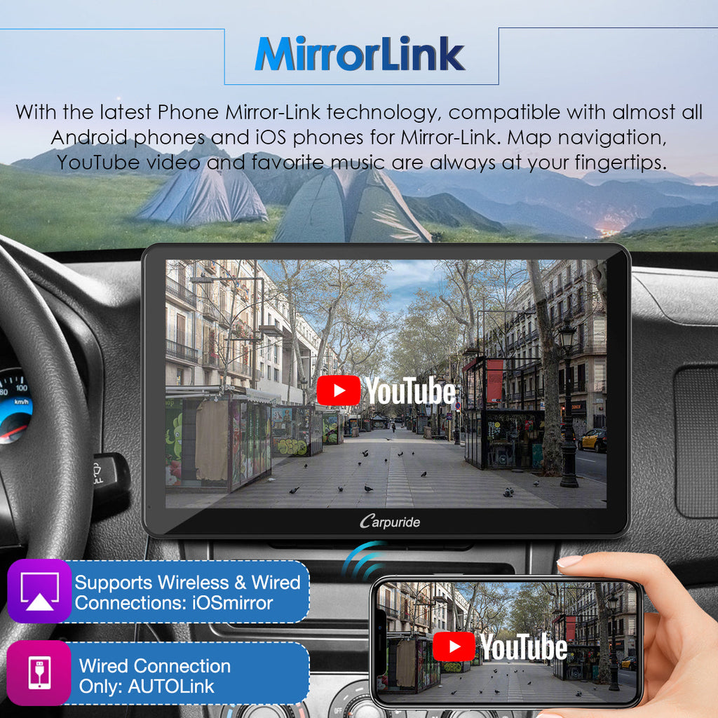 CARPURIDE W101 Portable Smart Multimedia Dashboard Console with Steering Wheel Control Suitable for Larger Vehicles